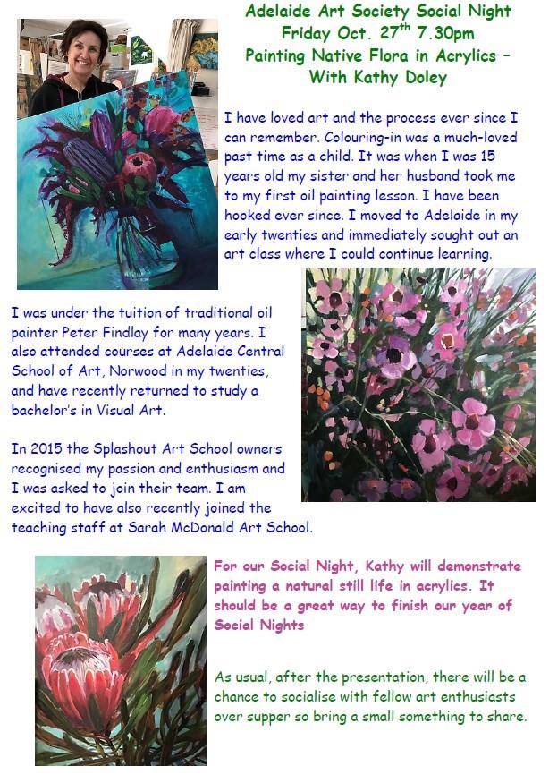 Social night; Painting Native Flora in Acrylics – With Kathy Doley